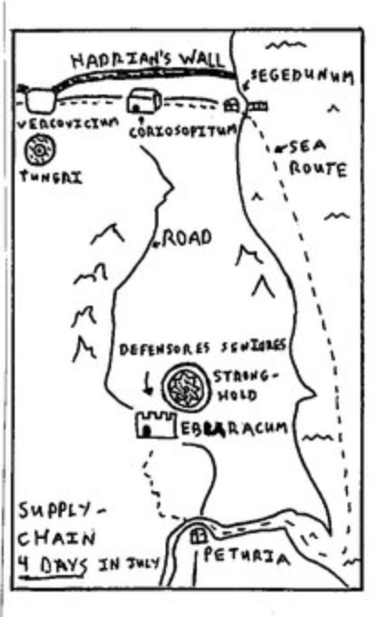 A map from the cartoon "The Roman Mashup" created by deviantart user McCoda, and for which he cites ORBIS and claims to have received an A+ for the report it portrays.
